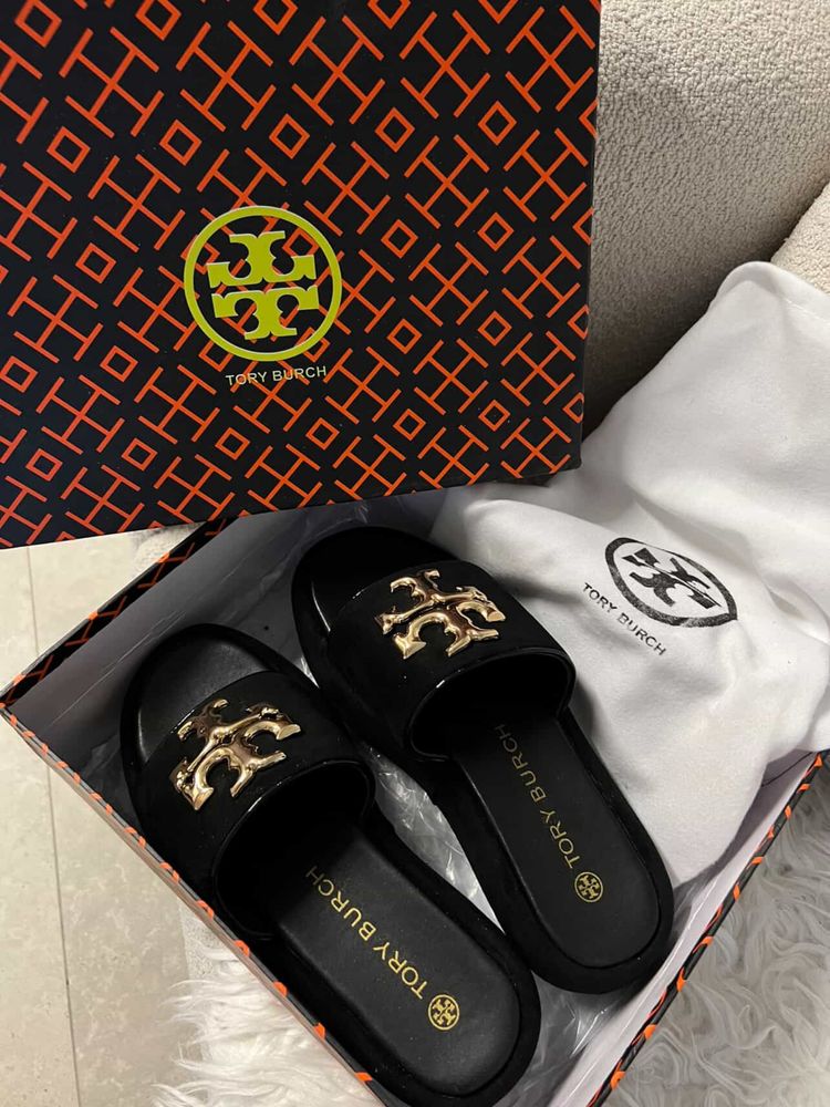 Шльопки шльопанці Tory Burch натуральні замш і шкіра