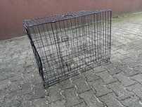 Składana klatka z małą dziurą dla psa czarna metal b.duża 90x50x65