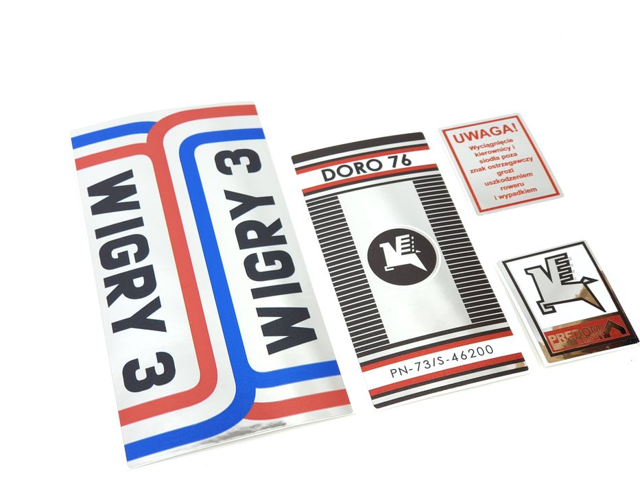 NOWE Naklejki Romet Wigry 3 Doro 76 emblematy loga komplet