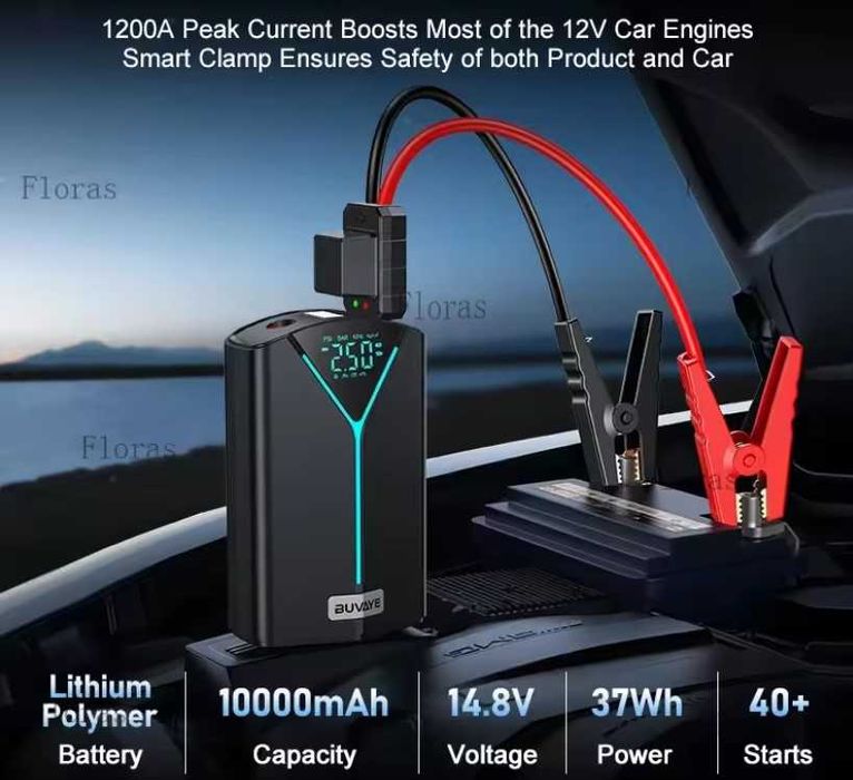 Powerbank Starter Booster Kompresor do Auta, Motocykla, Roweru zestaw