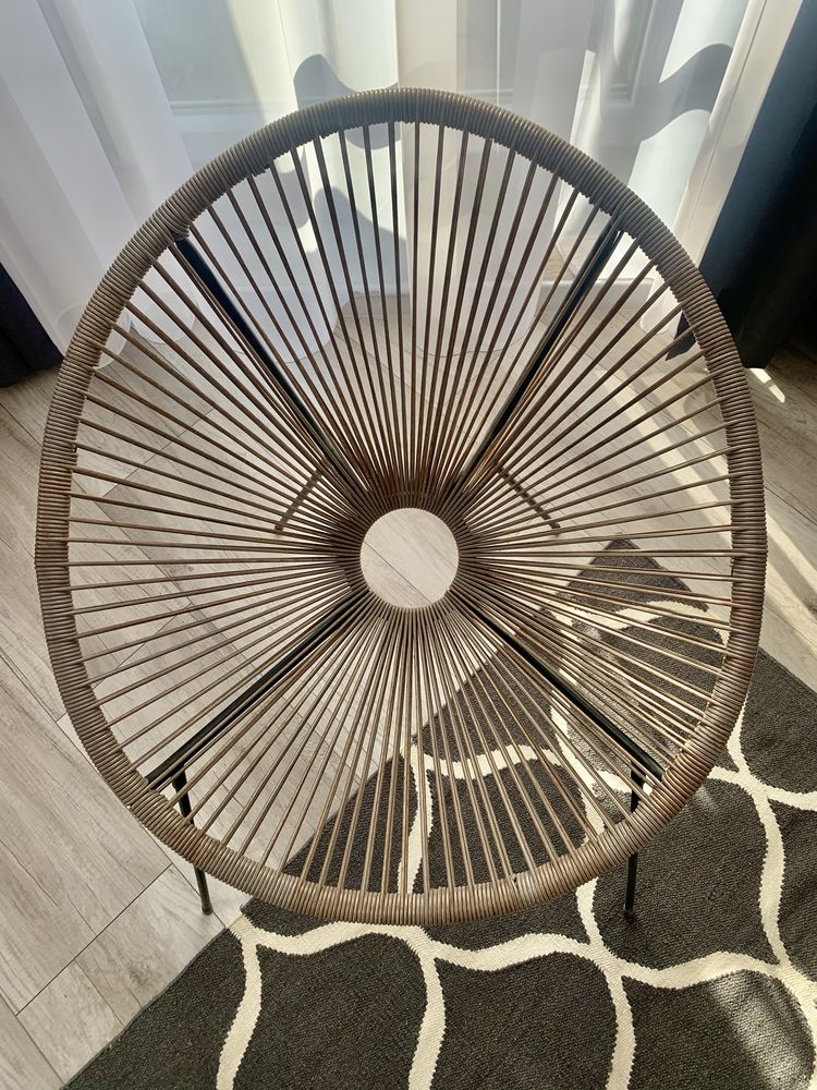 Krzesło uniwerslane indoor outdoor balkonowe ogrodowe plecione brązowe