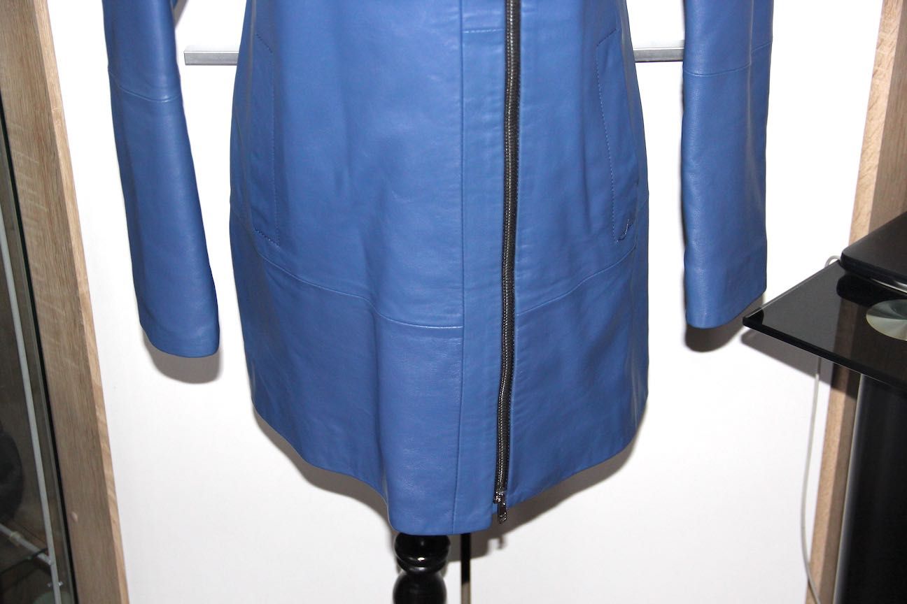 ochnik niebieska kurtka płaszcz skóra xs s 34 36