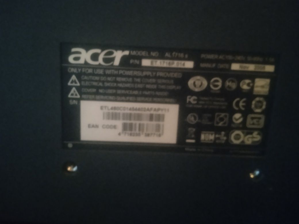 Продам монітор Acer AL1716