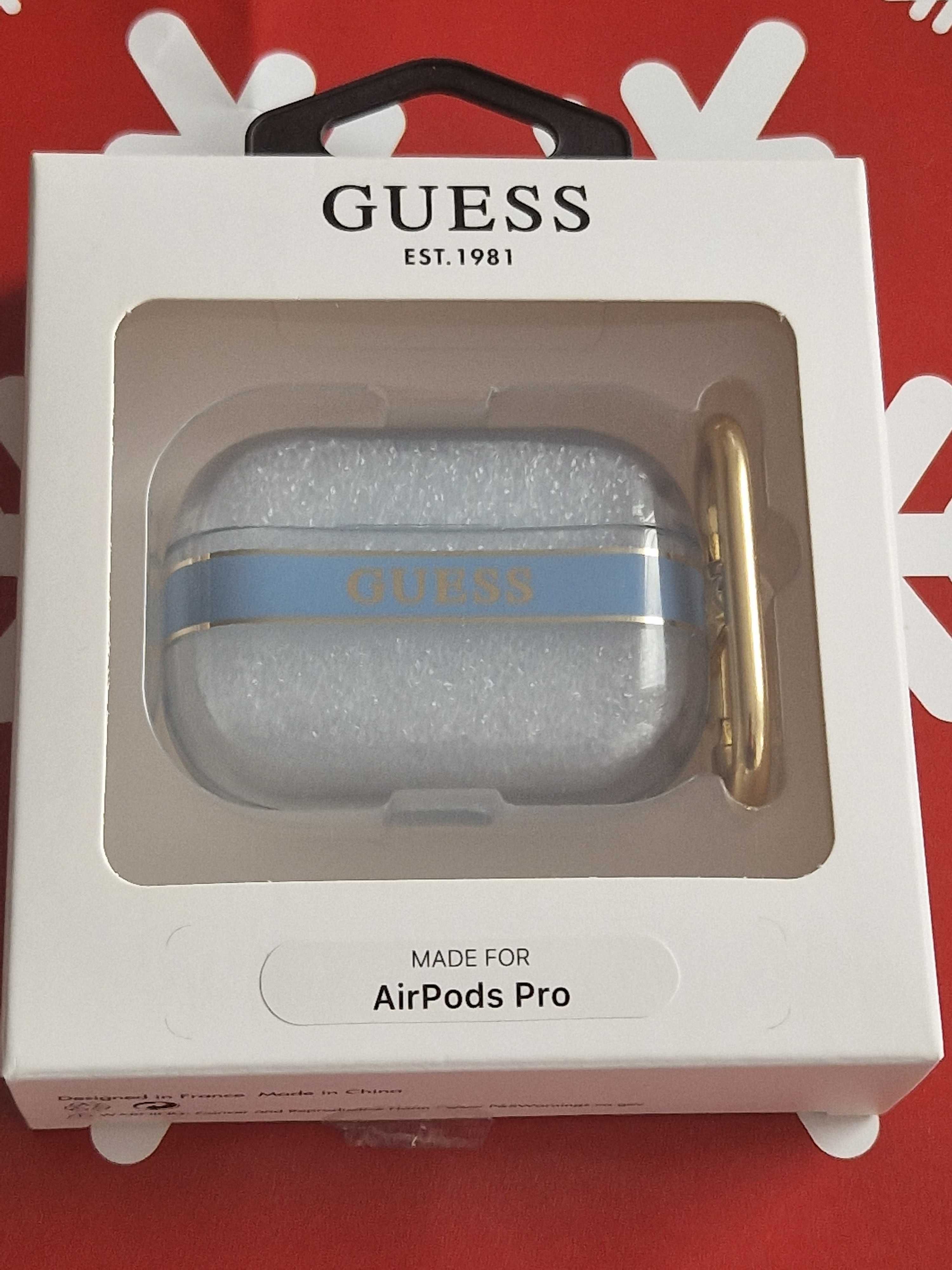 Oryginalne Etui GUESS Strap Collection do Airpods Pro cover niebieskie