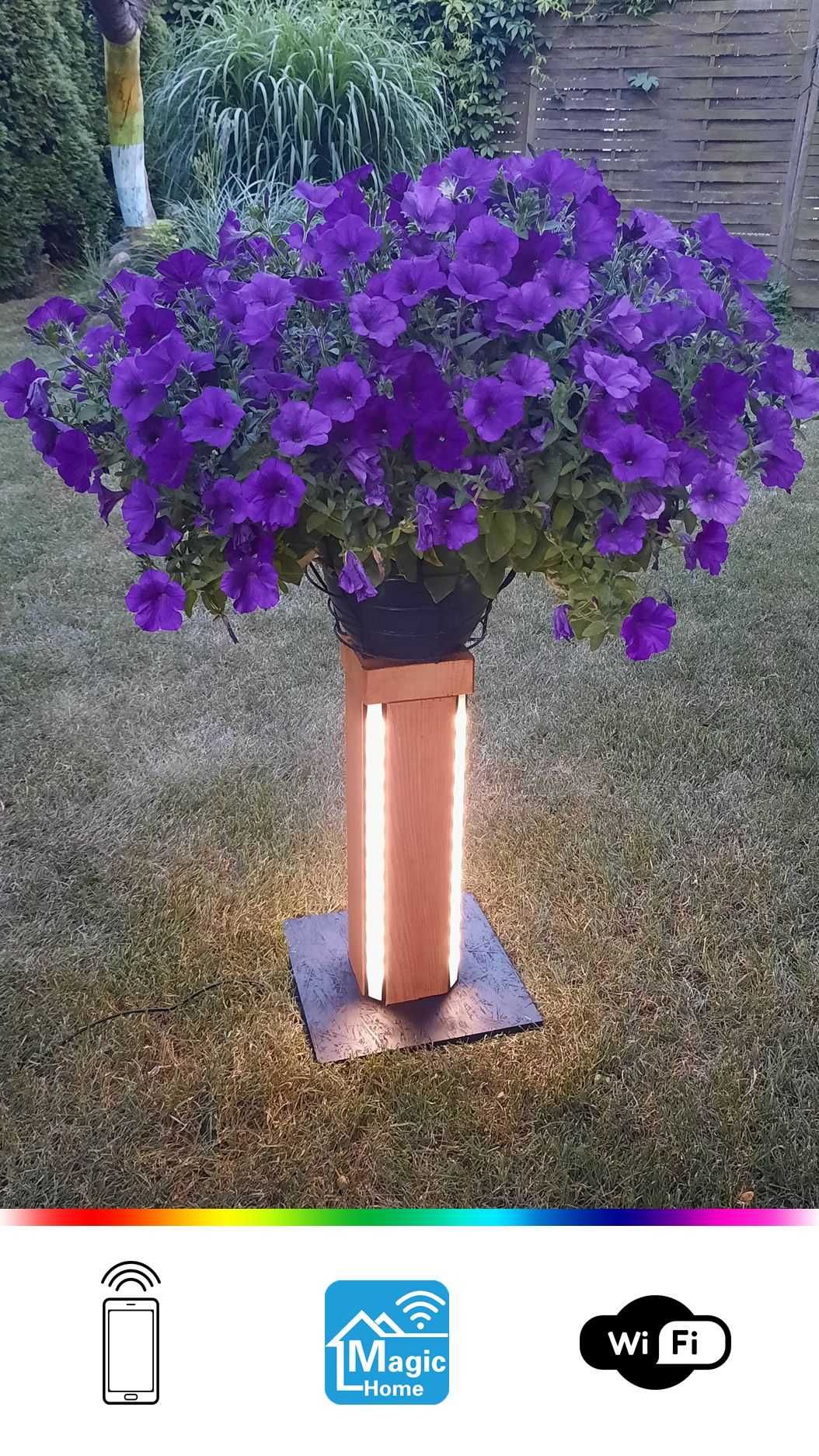 Stylowa lampa LED WiFi z pełnego drewna
