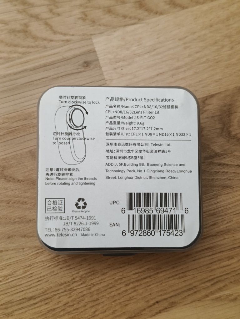 Zestaw filtrów ND do Insta 360 GO 2 firmy Telesin