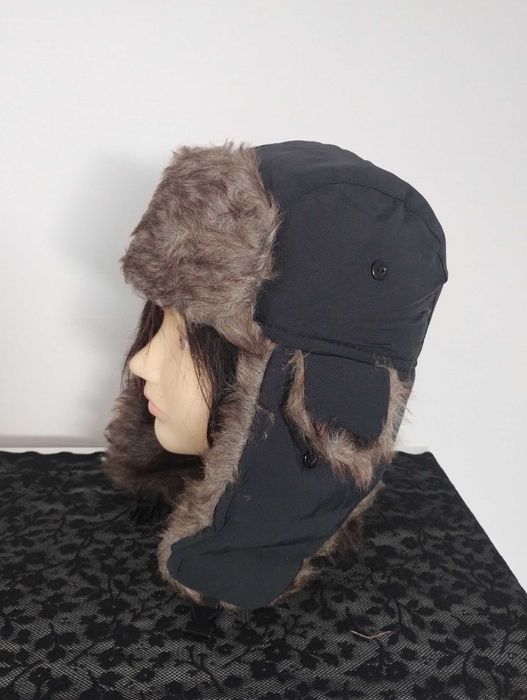 Czapka pilotka zimowa z futerkiem vintage retro