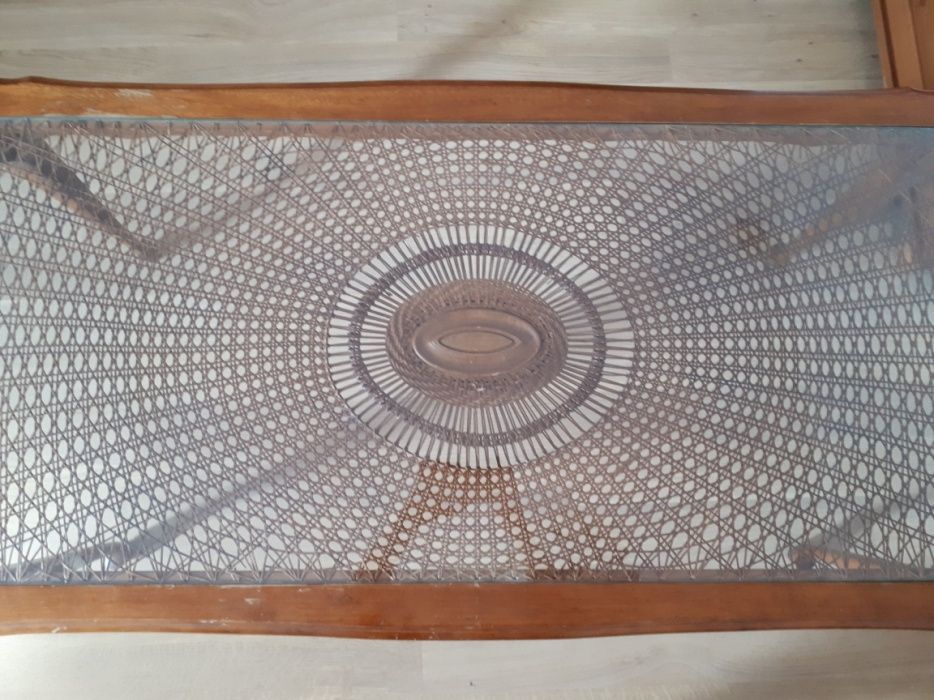 Stolik ze szkłem z kompletu chippendale szafka komódka ludwik drewno