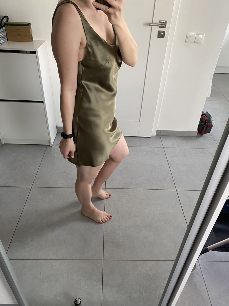 Sukienka Khaki satynowa S ASOS petite