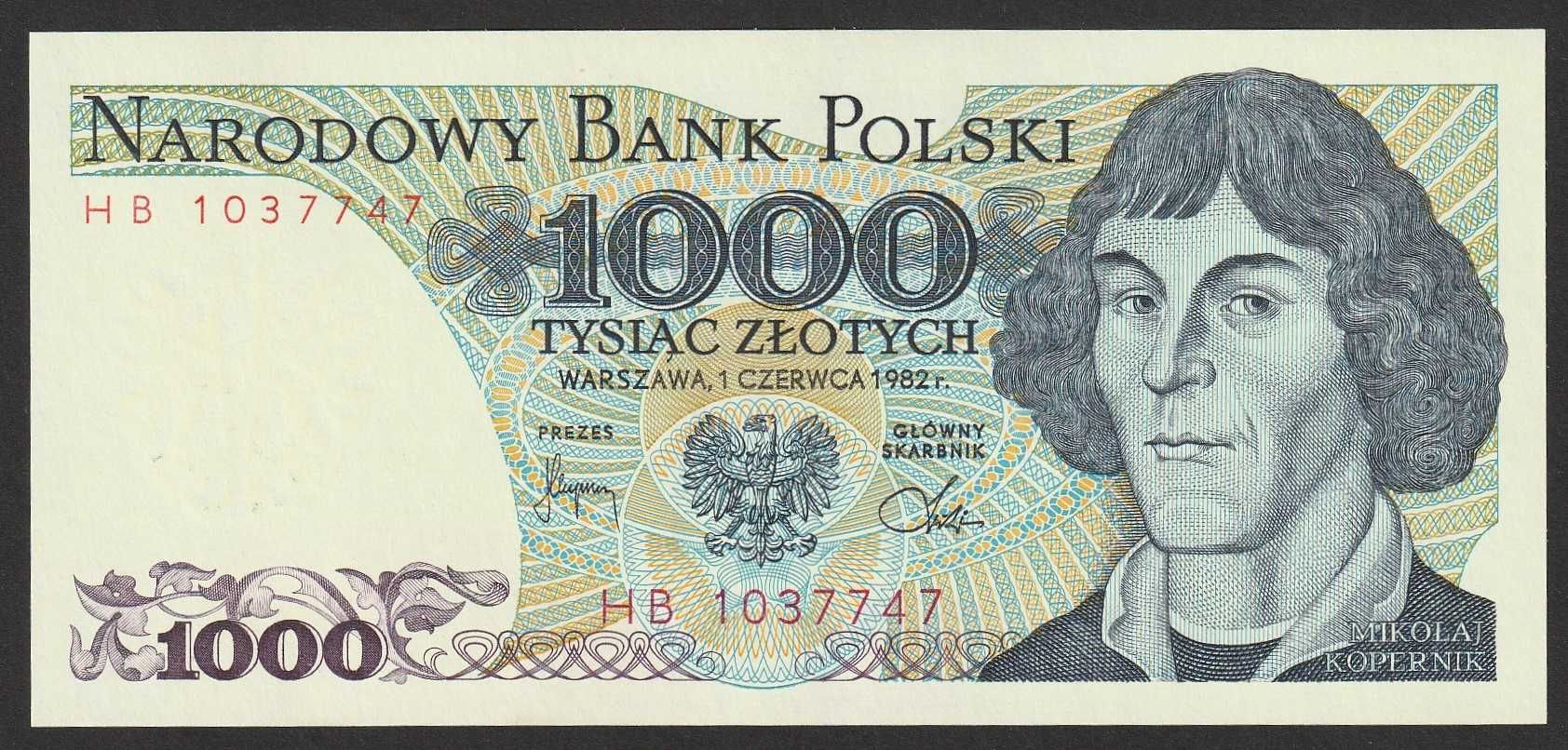 Polska 1000 złotych 1982 - Mikołaj Kopernik - HB - stan bankowy UNC