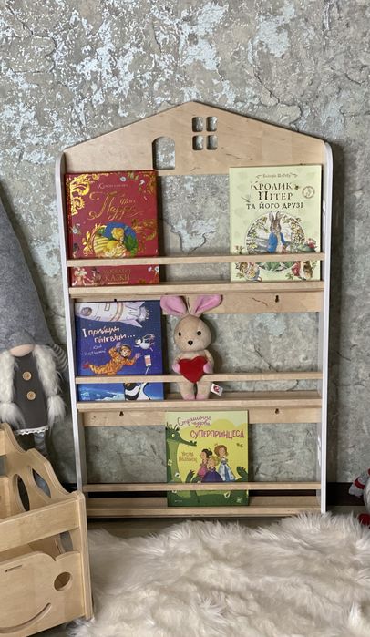 Дитяча книжкова полиця,поличка для книг,настінна полиця,дитячий стелаж