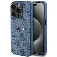 Etui Guess 4G Na iPhone 14 Pro, Skóra z Logiem MagSafe - Niebieskie