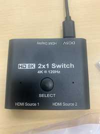 switch rozdzielacz hdmi 2.1 plus kabel hdmi