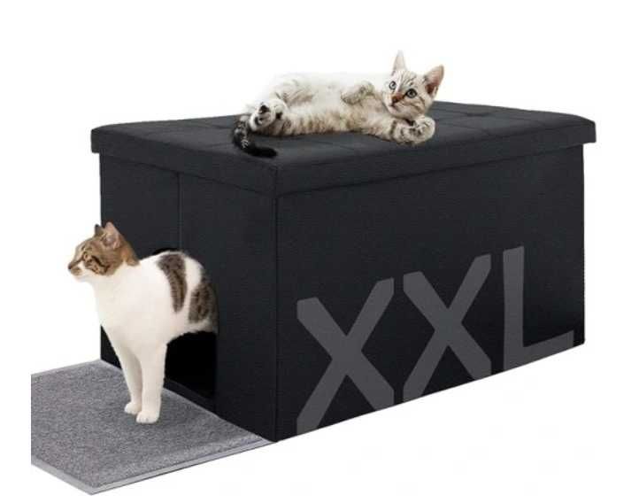 MEEXPAWS zamknięta 90 cm x 50 cm x 50 cm KUWETA PUFA SIEDZISKO CZARNE