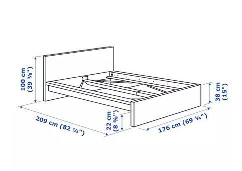 Łóżko małżeńskie Ikea Malm + dodatkowo wysuwane zagłówki z półkami