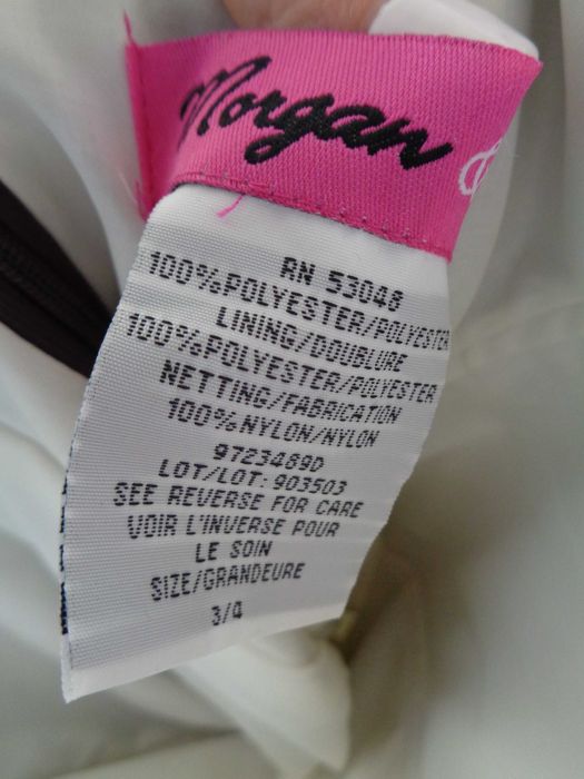 Suknia wizytowa długa brąz z ozdobnym haftem "Morgan and Co" XS 32/34