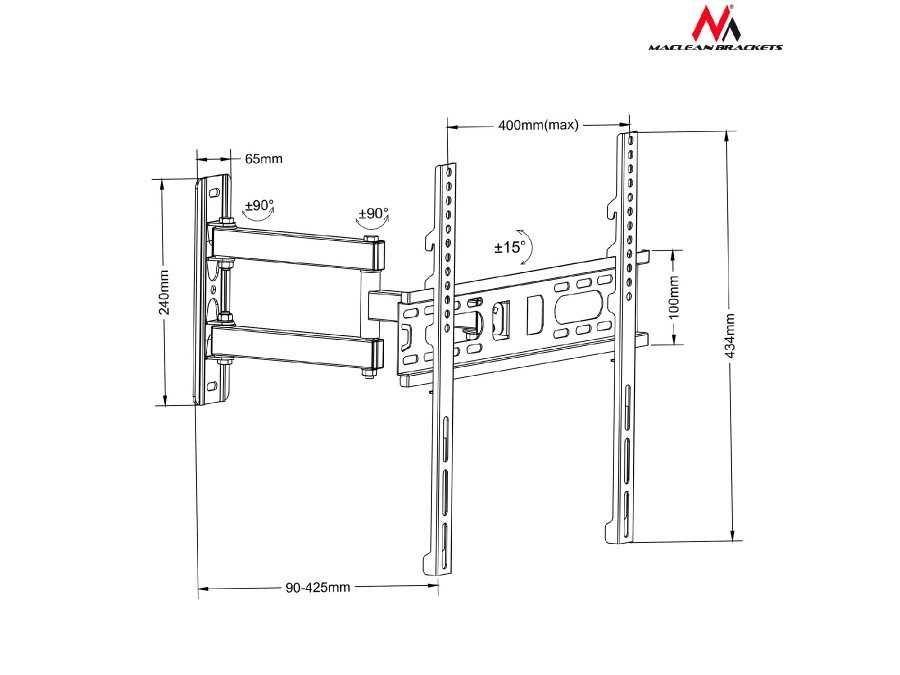 Uchwyt wieszak do TV telewizora regulowany 26-55'' Maclean MC-761