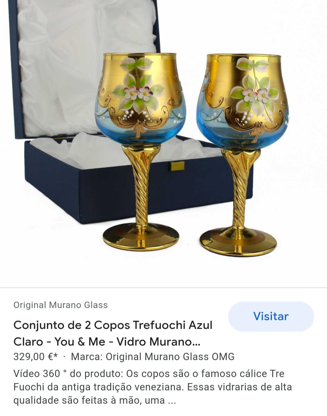 Copos vidro Mutano com ouro 24k