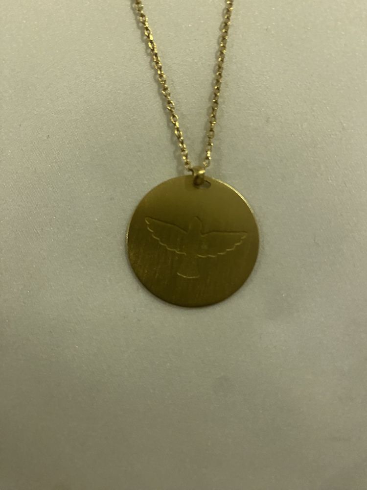Colar Prata Dourada 925, OMNIA,com medalha Espírito Santo