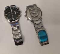 Nowy męski zegarek srebrny na bransolecie , bransoleta data, datownik