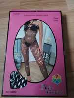 Piękne czarne bodystocking cyrkonie  r. S do XL