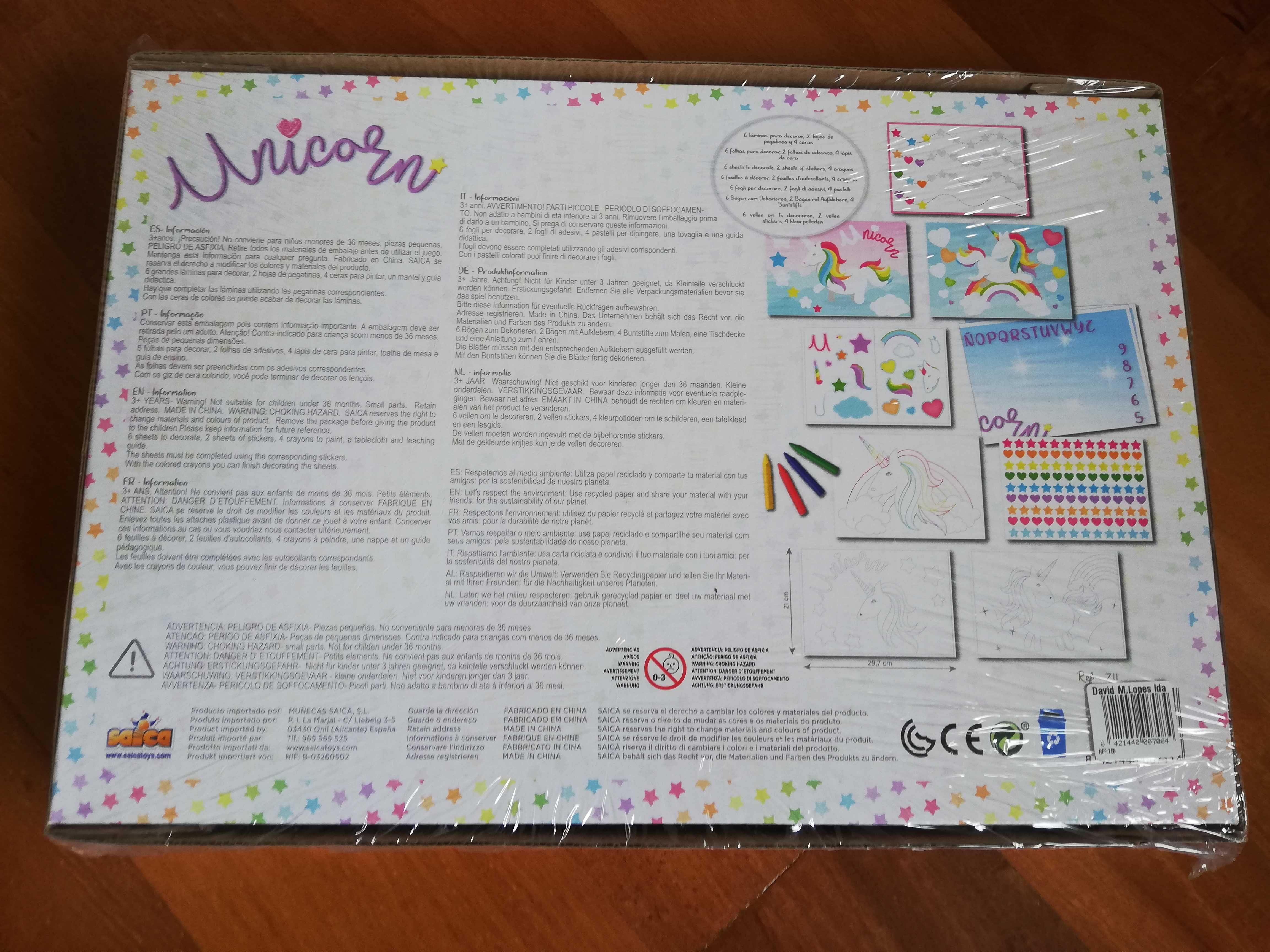 Brinquedo - Desenhos para colorir com autocolantes - Unicórnio
