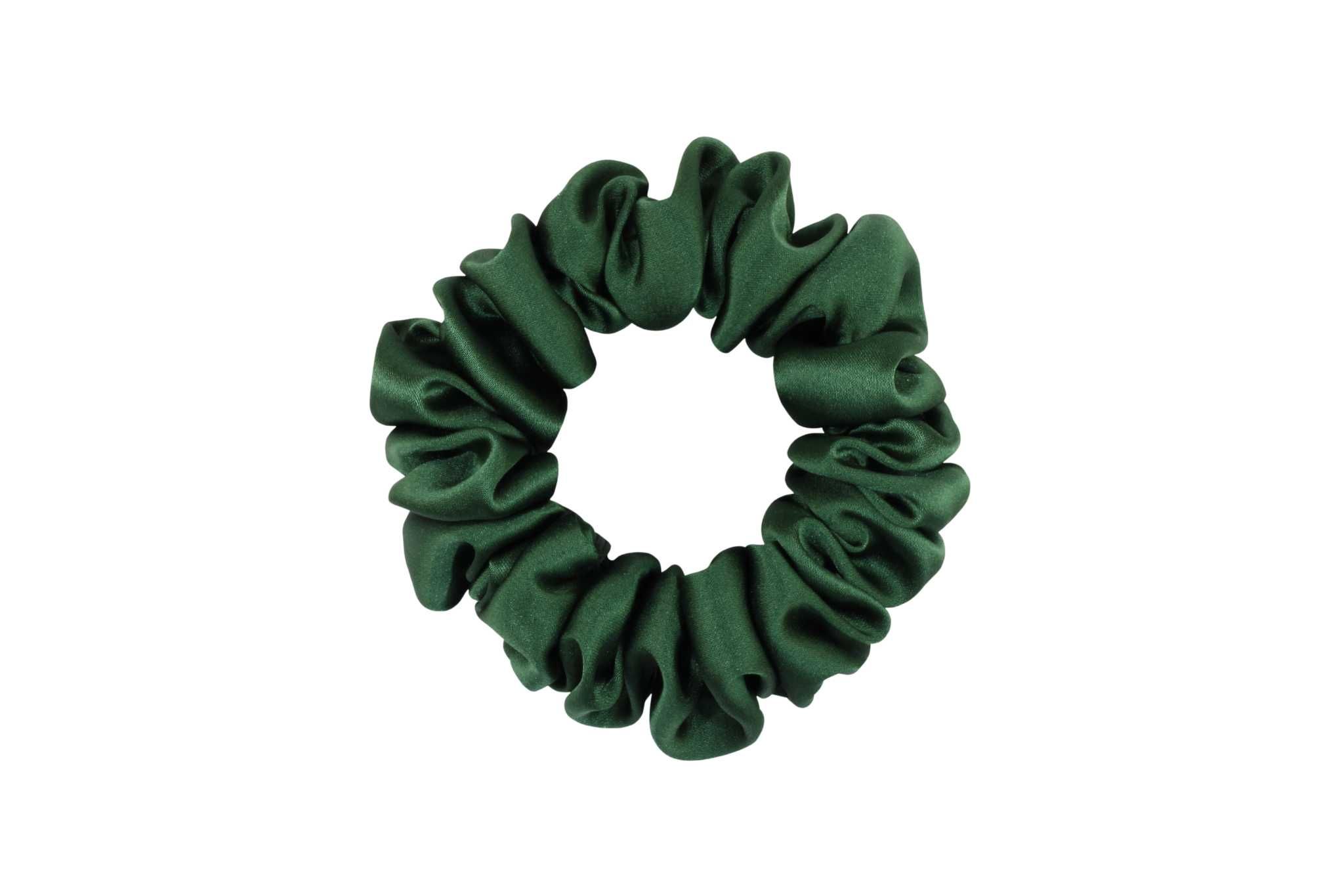 Jedwabna gumka typu scrunchie (frotka) Butelkowa Zieleń S