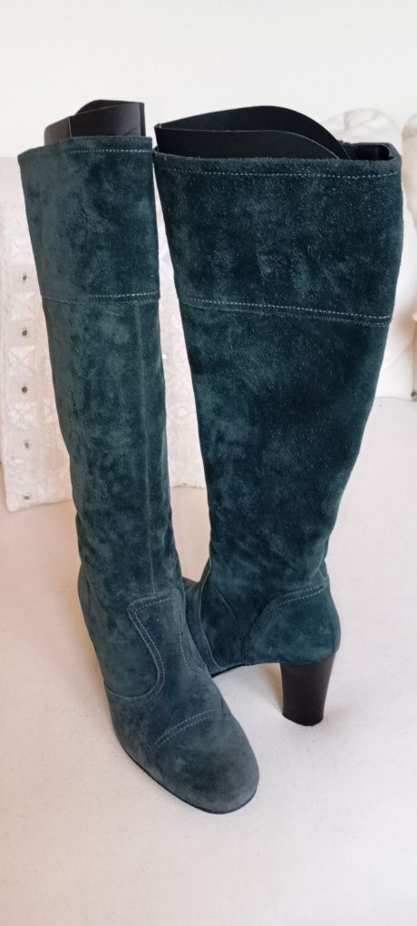 Botas camurça verde de cano alto Beoriginal