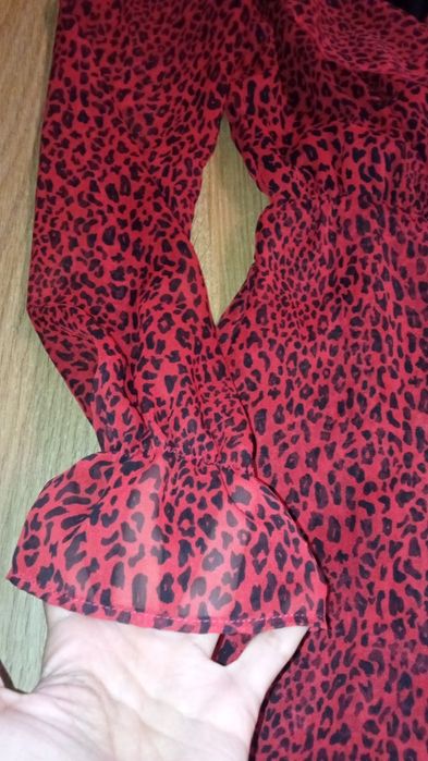 Сукня нарядна шифонова Червона Лео леопард