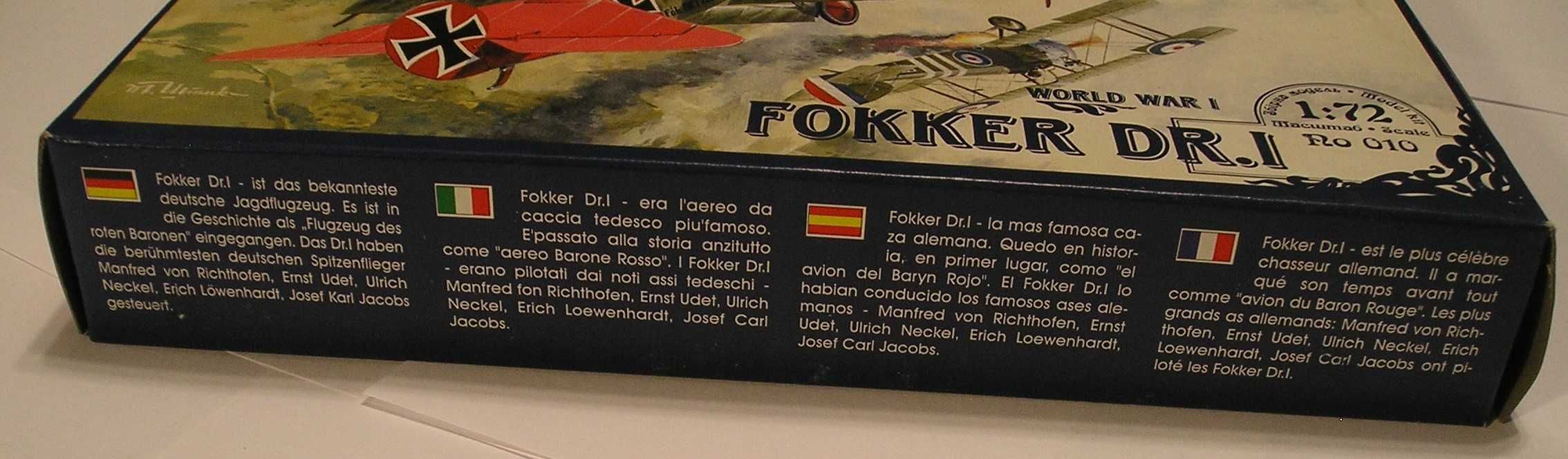 model samolot FOKKER DR.I - skala 1:72 - RODEN
