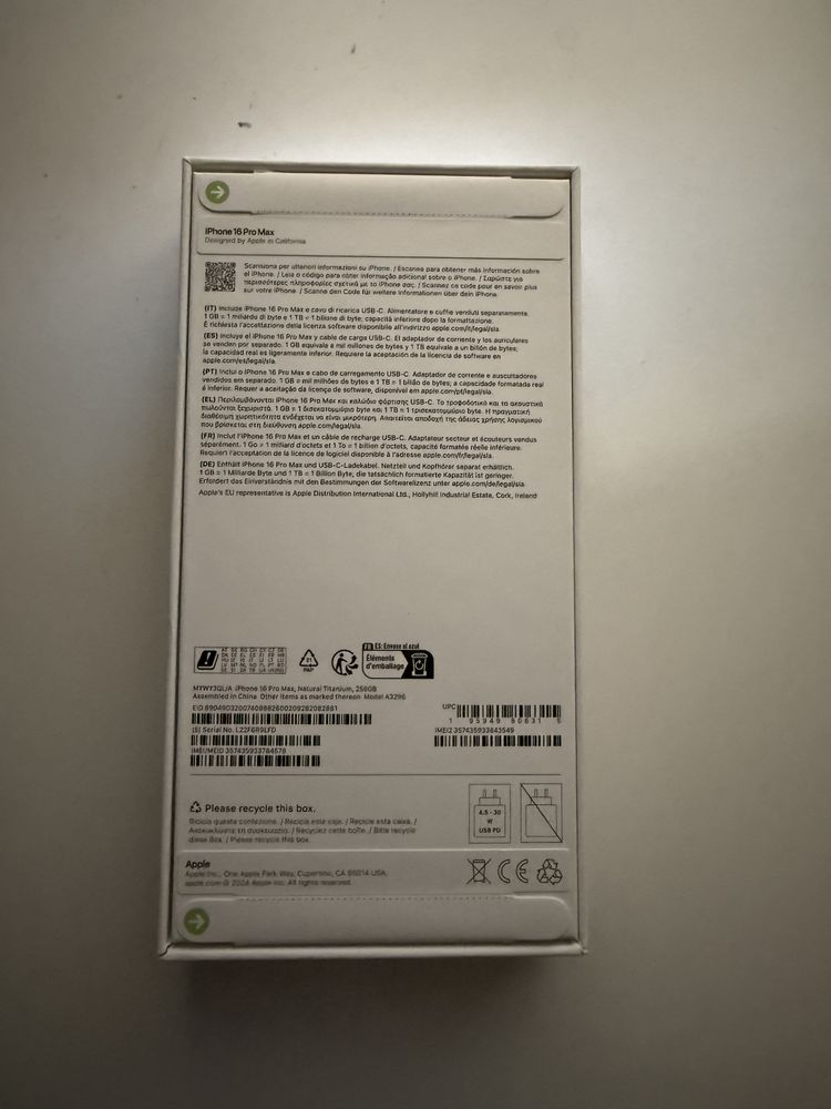 Apple iPhone 16 Pro Max (256gb) Titanio Natural