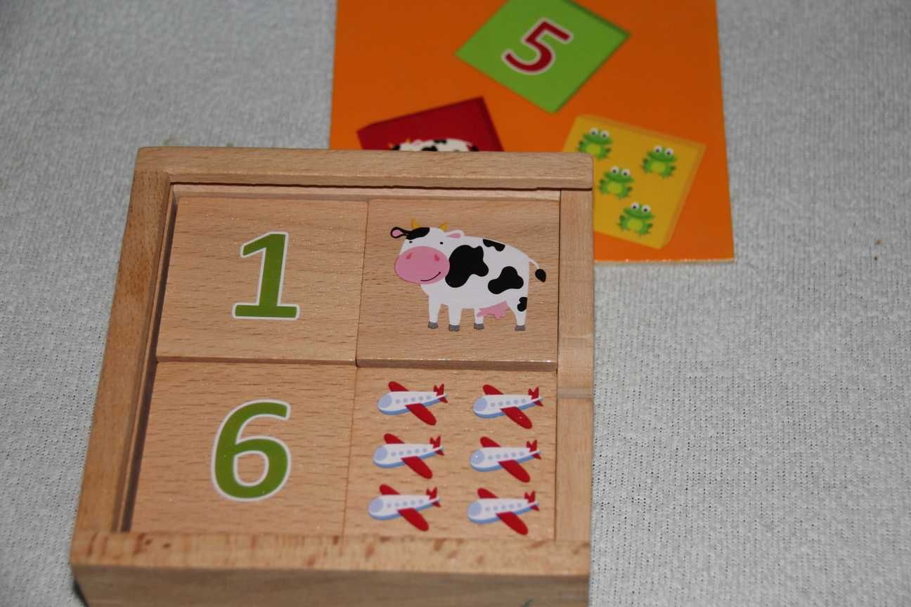 Puzzle drewniane pomocne do nauki liczenia (np.w met.Montessouri)