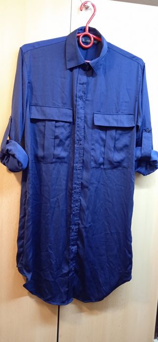 Luźna koszula sukienka Zara granatowa