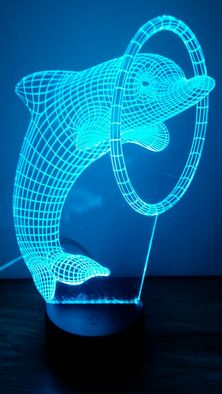 Lampka nocna led 3d plexa delfin gratis