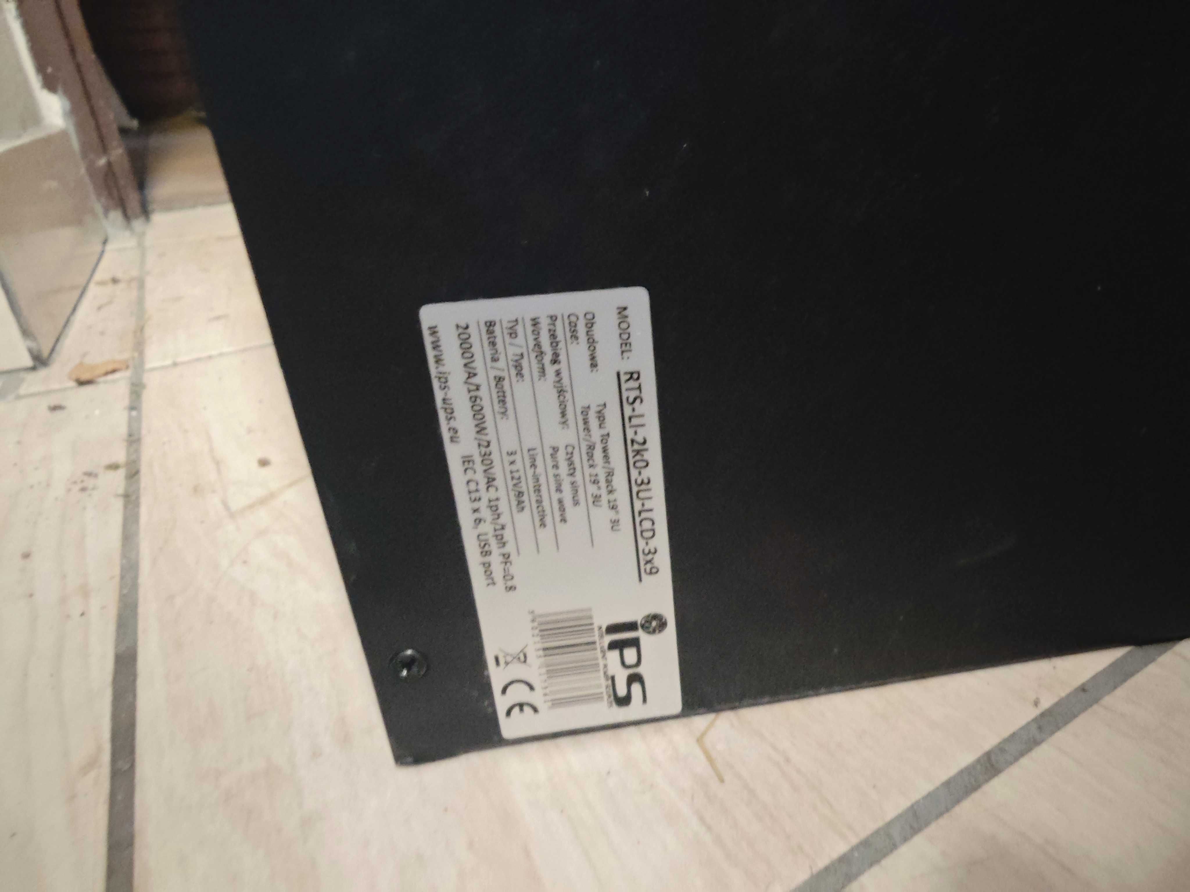 UPS RTS-LI-2K0-3U-LCD-3X9 IPS pełny sinus 2000VA 1600W nowe baterie!