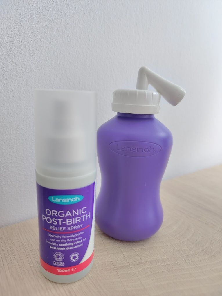 Lansinoh Organiczny spray przeciwbólowy i butelka poporodowa
