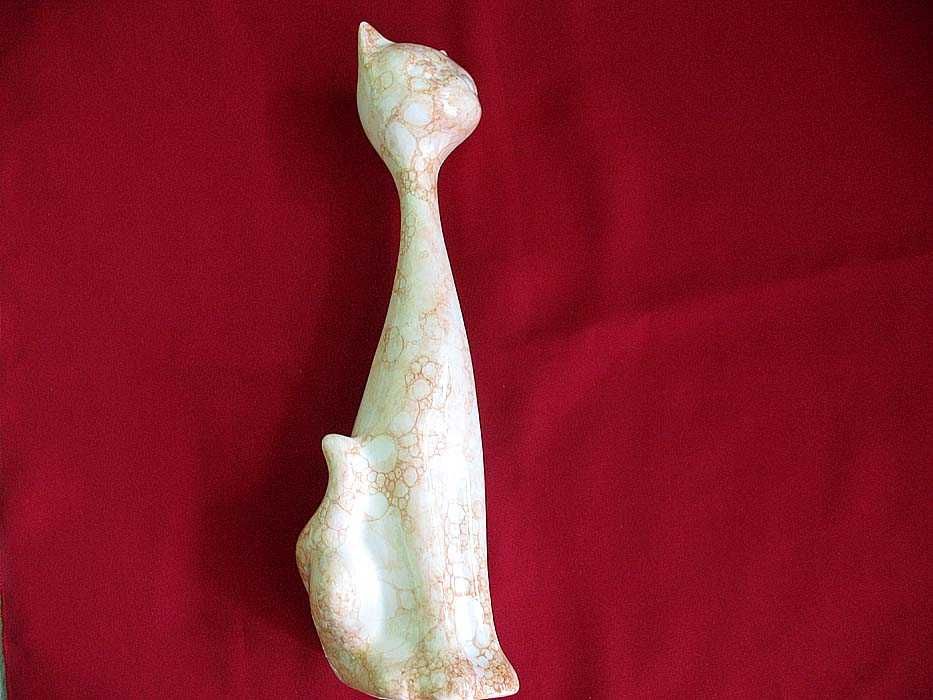 Kot - figurka smukła - ceramika - 25 x 7 x 9 cm