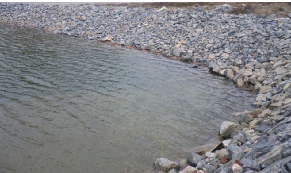 Укрепление берега бутовым камнем,шпунтом ПВХ.