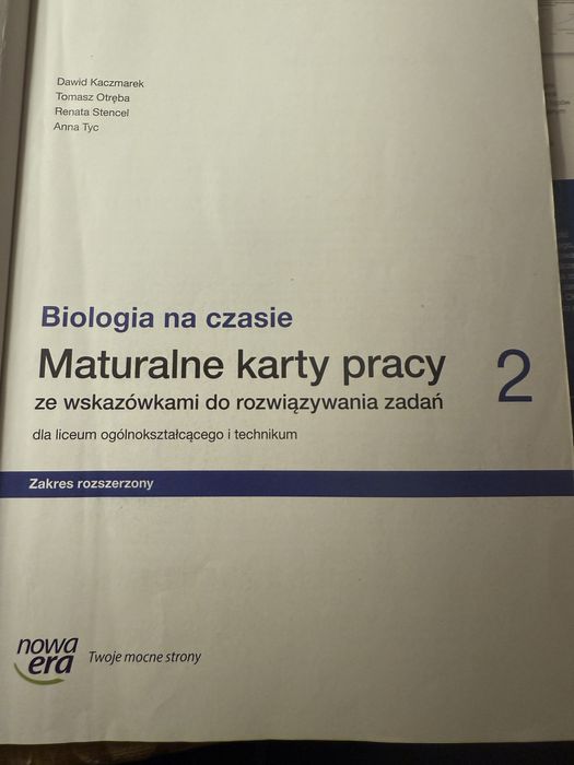 Biologia maturalne karty pracy dwa Nowa Era zakres rozszerzony