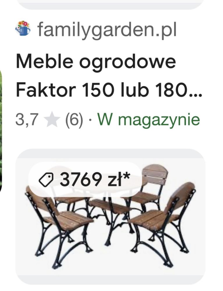 Zestaw ogrodowy żeliwny stół i  4 krzesła
