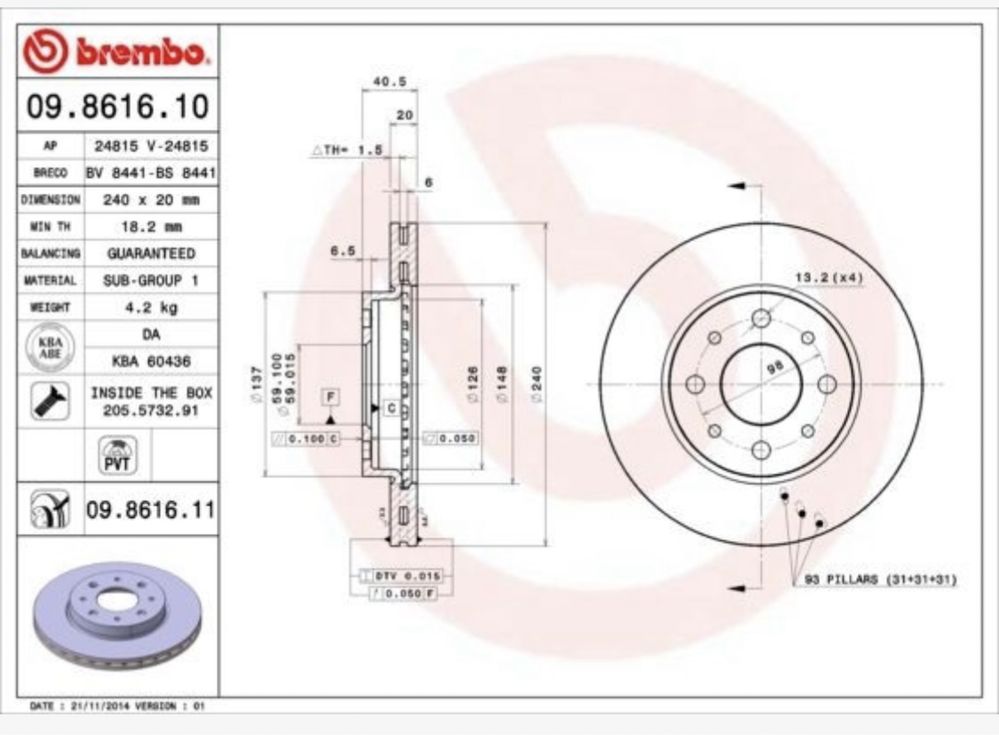 Discos Brembo para Fiat 500