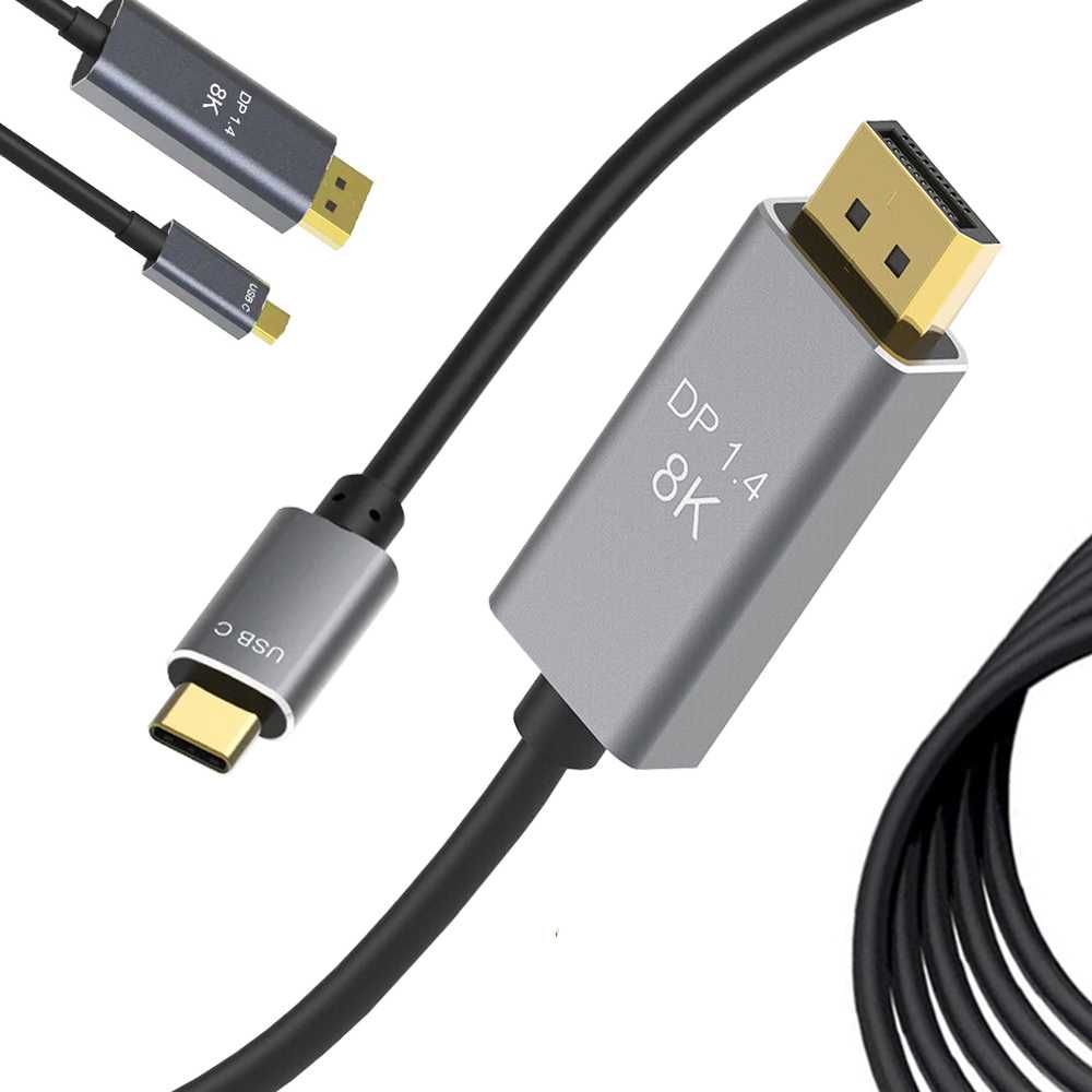 Kabel przewód displayport usb typ-c 1.4 video audio 8k 4k 2k 1,8m