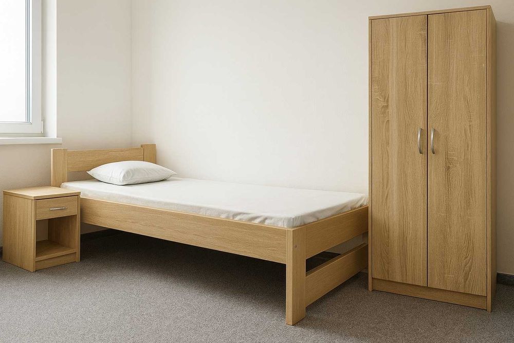 Łóżko + Materac 80x200 90x200 zestaw Hotelowy Pracowniczy