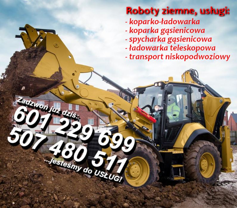 Usługi koparką, koparko-ładowarką, spycharką. ROBOTY ZIEMNE ŚLĄSK