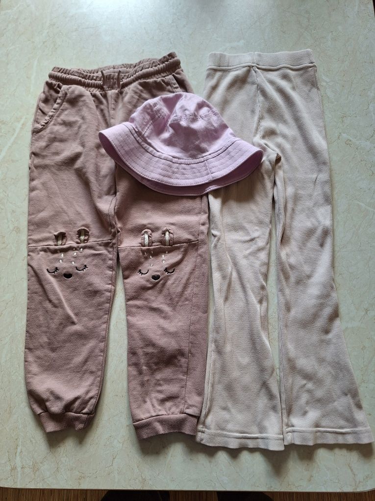 Spodnie dresowe + leginsy dzwony + czapka dla dziewczynki