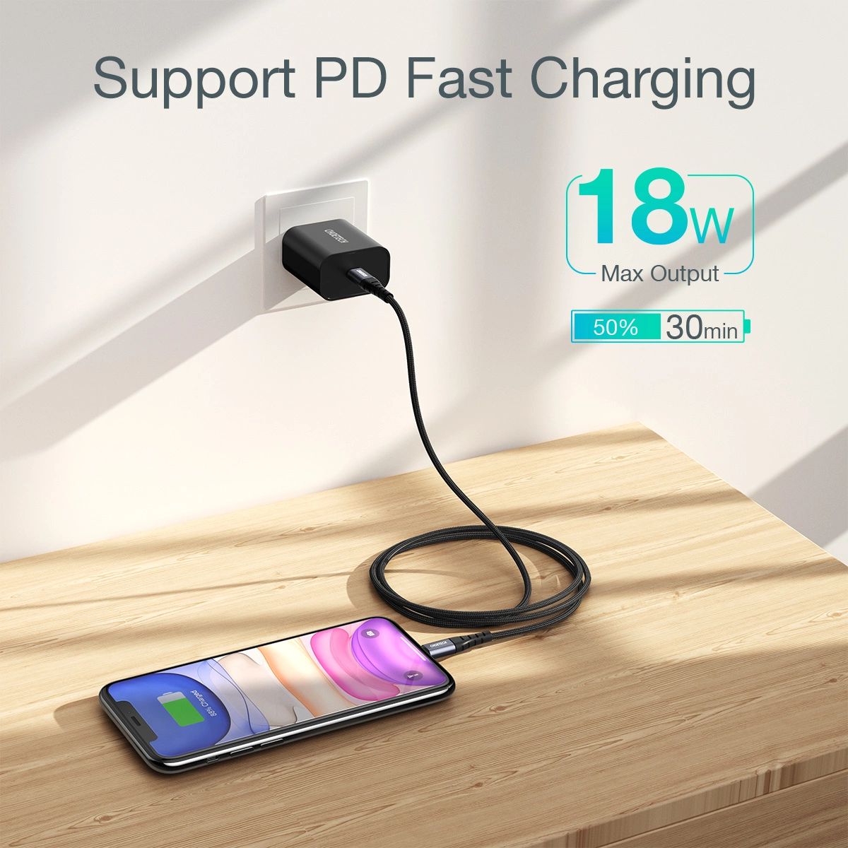 Kabel Choetech Ip0041 Usb-C / Lightning Mfi 480Mb/S 3A 2 M - Czarny