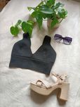 Nowy Cropp top Zara M czarny bluza krótka bawełna wiskoza  biustonosz