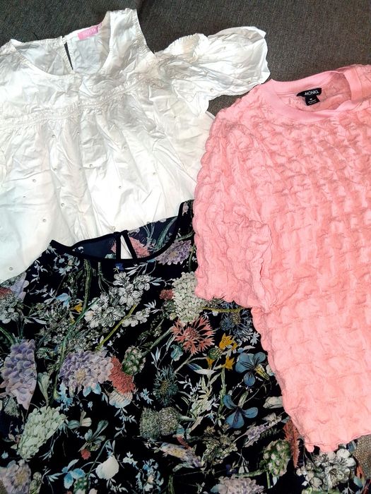 Zestaw ekskluzywnych bluzeczek letnich,spodni,kombinezonów rozm.M/L