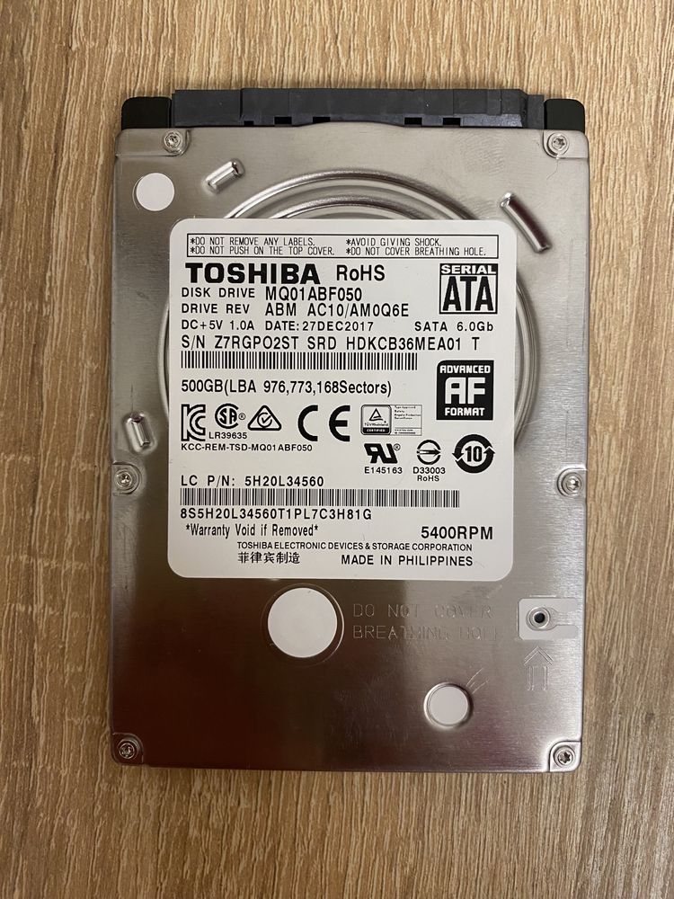 Жорсткий диск Toshiba на 500 GB