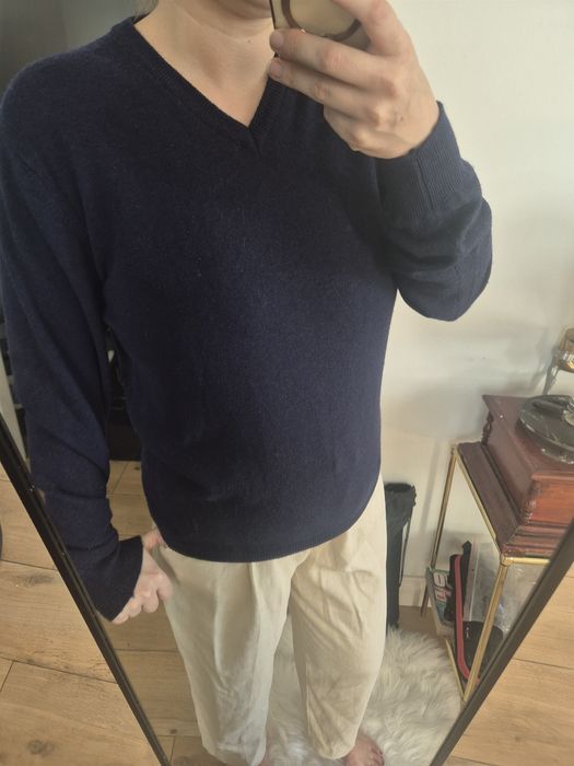 Sweter granatowy unisex kaszmir wełna wool ul uld Villa